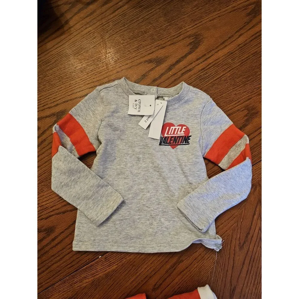 TODDLER BOY 2 PIECE Valentines Day OUTFIT Size 3T  LONG SLEEVE JOGGERS Crown Ivy